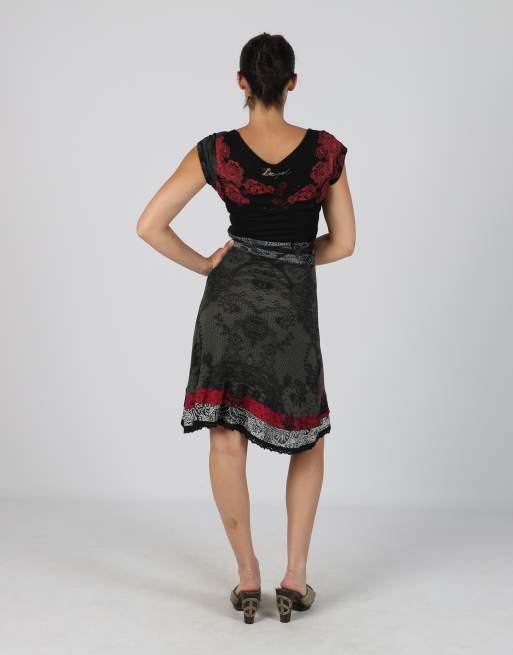 Vintage Desigual M woven midi dress in red, 3 of 4