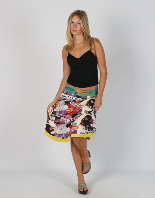 Vintage Desigual M woven midi skirt in multi colured