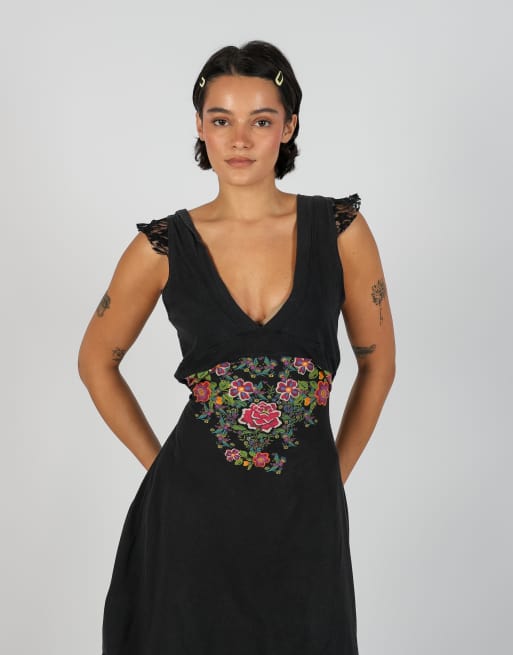 Vintage Desigual M woven mini dress in black, 4 of 4