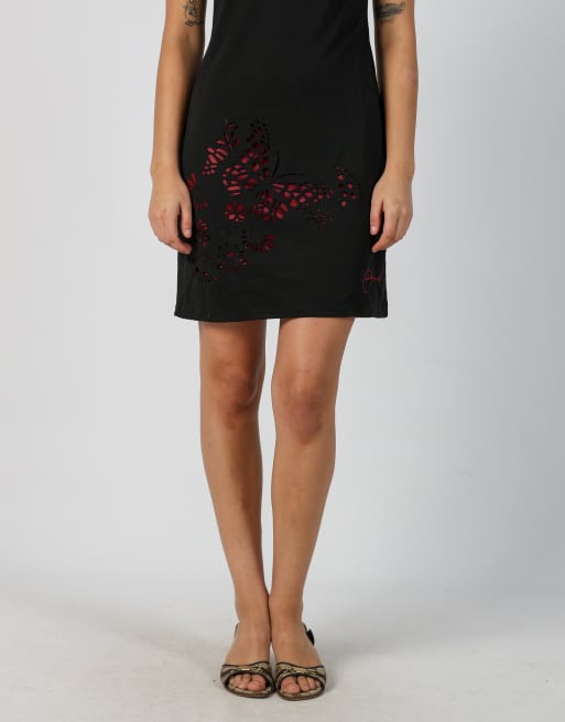 Vintage Desigual M woven mini dress in black, 2 of 4