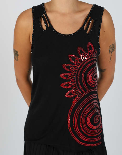 Vintage Desigual M woven vest in black, 4 of 4