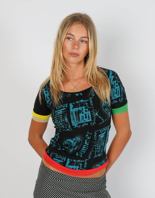 Vintage Desigual S baby tee in black