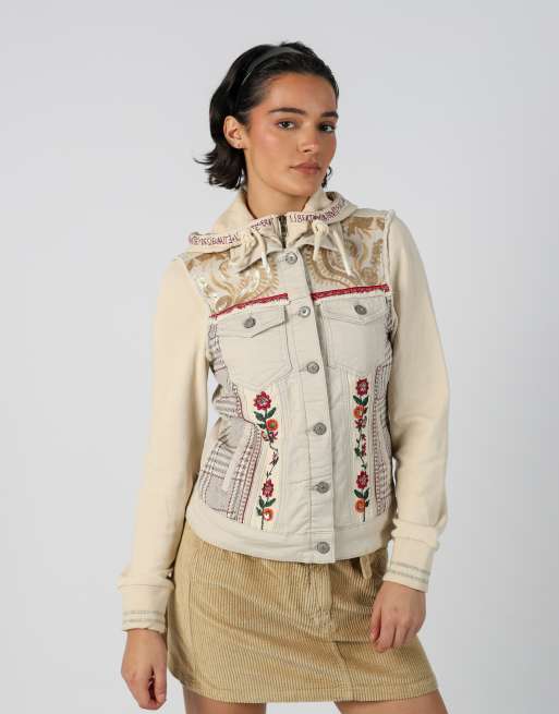 Vintage Desigual S denim jacket in beige, 3 of 4