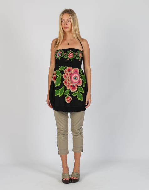 Vintage Desigual S woven midi dress in black - view 1