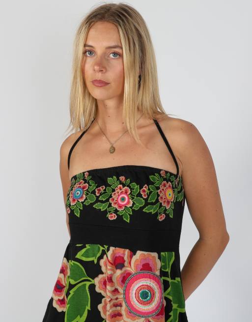 Vintage Desigual S woven midi dress in black, 4 of 4