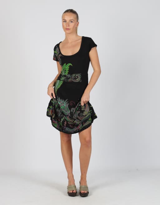 Vintage Desigual S woven midi dress in black
