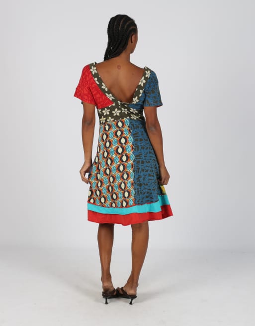 Vintage Desigual S woven midi dress in multi colured, 3 of 4
