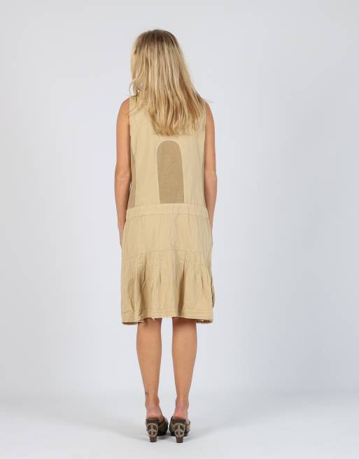 Vintage Desigual S woven midi dress in tan, 3 of 4