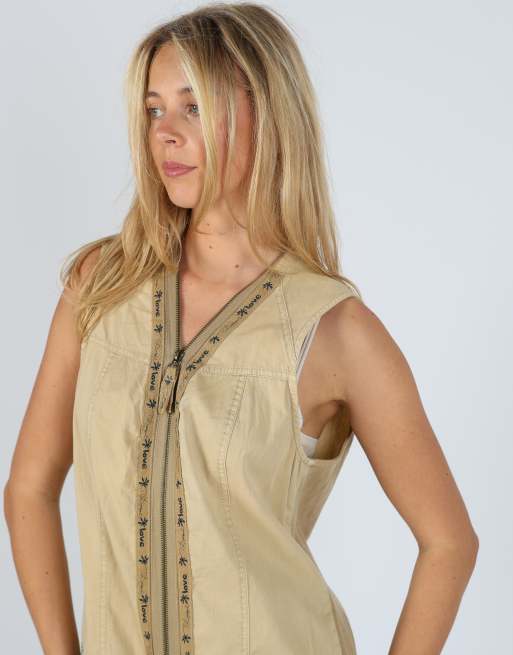 Vintage Desigual S woven midi dress in tan, 4 of 4