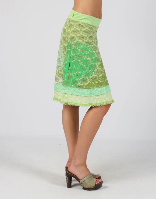 Vintage Desigual S woven midi skirt in light green, 2 of 4