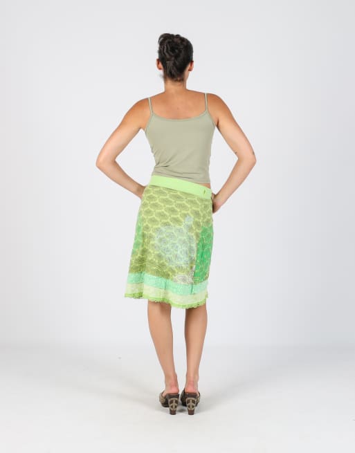 Vintage Desigual S woven midi skirt in light green, 3 of 4