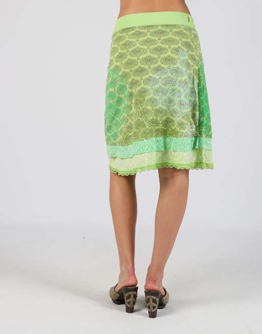 Vintage Desigual S woven midi skirt in light green, 4 of 4