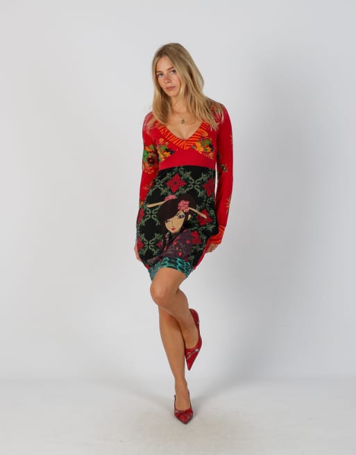 Vintage Desigual S woven mini dress in red, 1 of 4