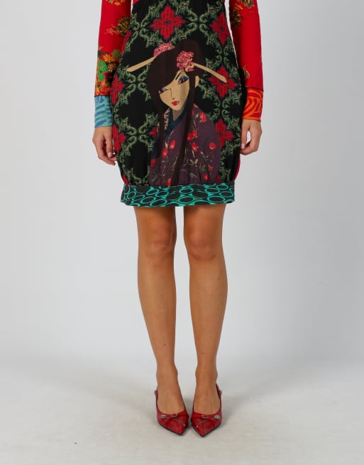 Vintage Desigual S woven mini dress in red, 2 of 4