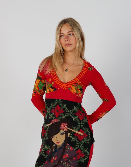 Vintage Desigual S woven mini dress in red, 4 of 4