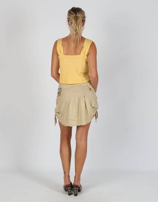 Vintage Desigual S woven mini skirt in beige, 3 of 4