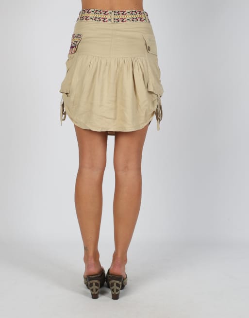 Vintage Desigual S woven mini skirt in beige, 4 of 4