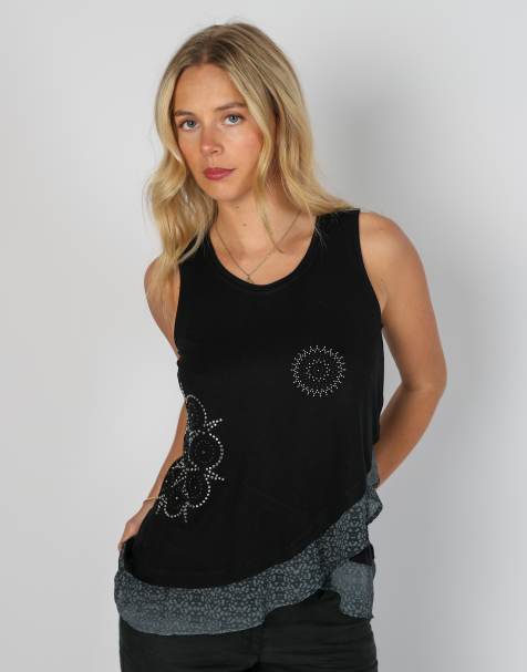 Vintage Desigual S woven top in black - view 1