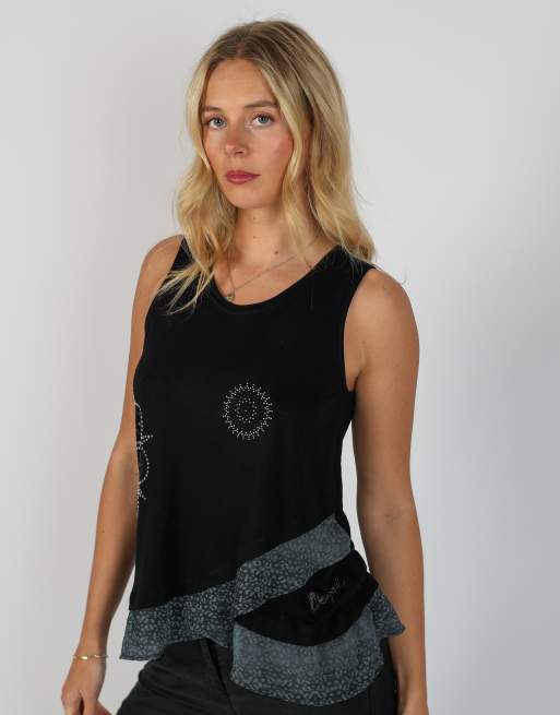 Vintage Desigual S woven top in black, 3 of 4