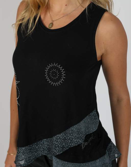 Vintage Desigual S woven top in black, 4 of 4
