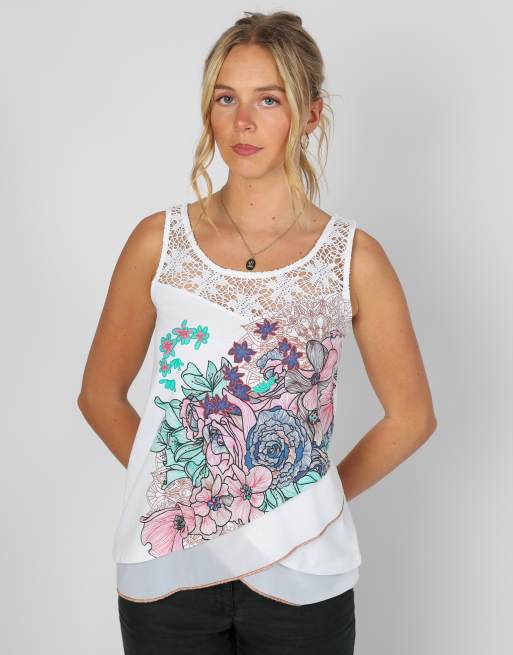 Vintage Desigual S woven top in white