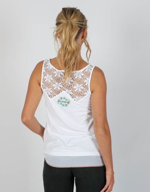 Vintage Desigual S woven top in white, 2 of 4