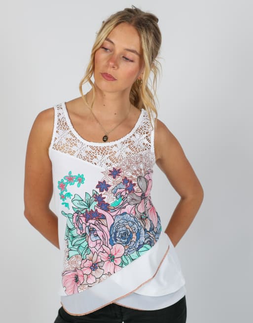 Vintage Desigual S woven top in white, 3 of 4