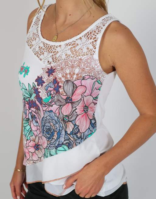 Vintage Desigual S woven top in white, 4 of 4