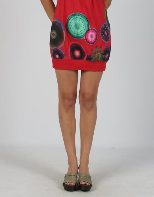 Vintage Desigual XS woven mini dress in red, 2 of 4