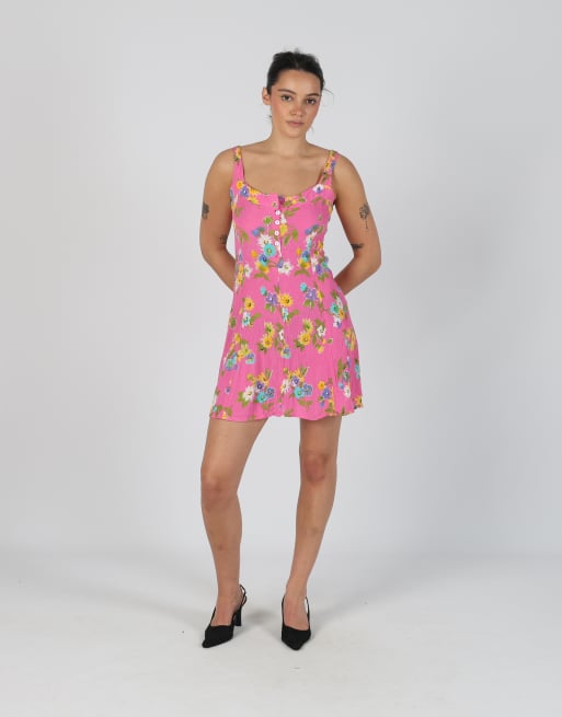Vintage Deville S woven midi dress in pink