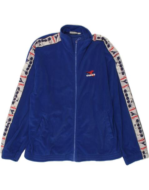 Vintage Diadora Size L Graphic Tracksuit Top Jacket in Blue - view 1