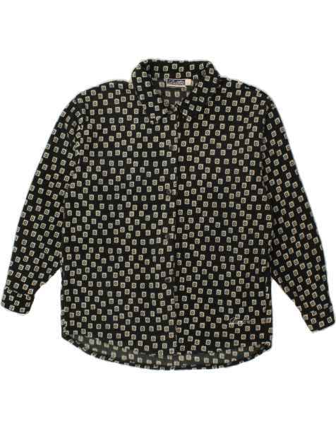 Vintage Diadora Size S Geometric Oversized Shirt in Black - view 1