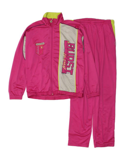 Vintage Diadora Size XL Colourblock Graphic Full Tracksuit in Pink