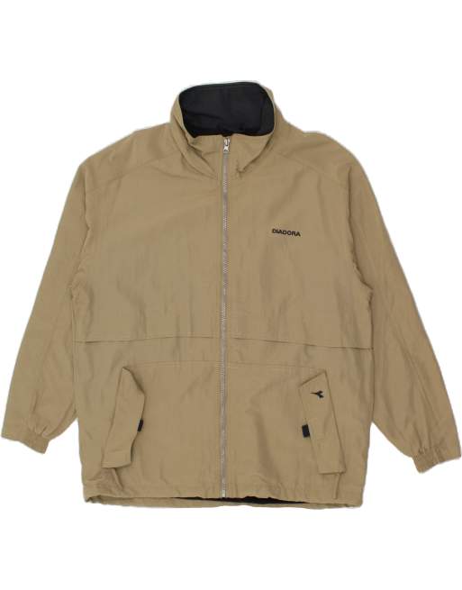 Vintage Diadora Size XL Colourblock Windbreaker Jacket in Khaki