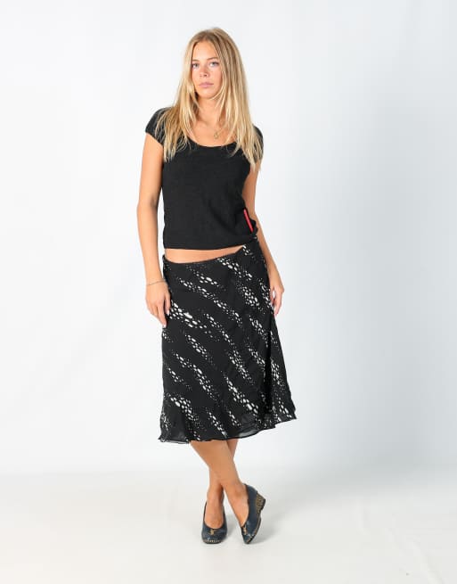 Vintage Diana Callesi M woven midi skirt in black