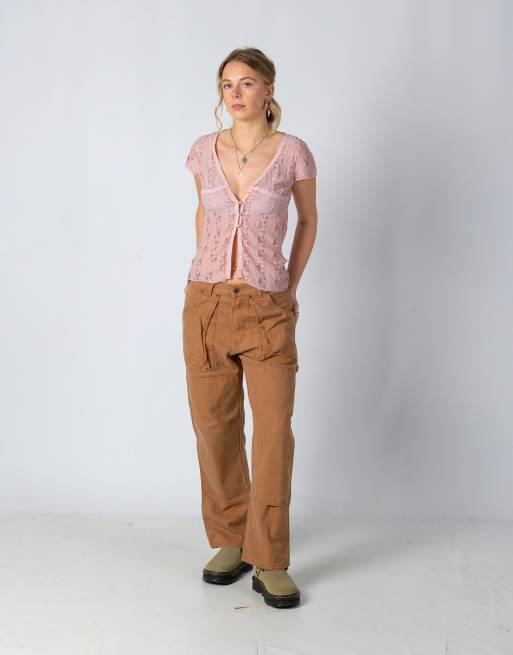 Vintage Dickies 30x30 Denim Carpenter Baggy Jeans Brown