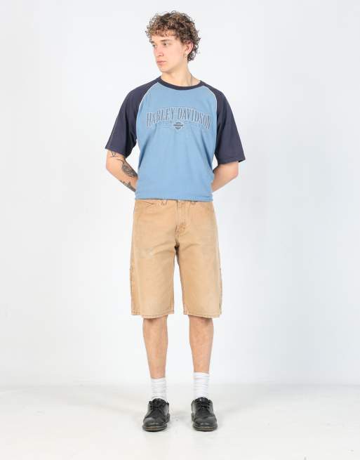 Vintage Dickies 32x23 canvas carpenter baggy shorts in tan