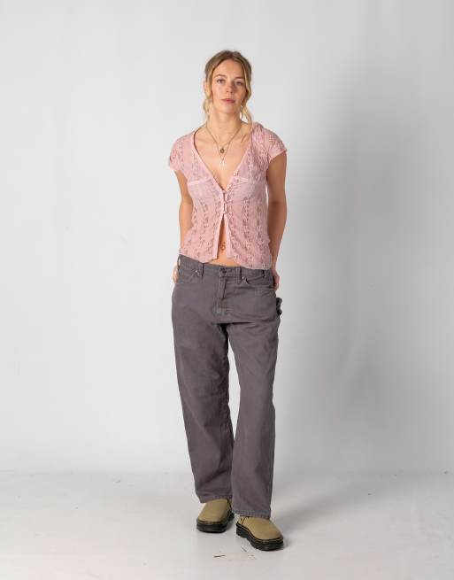 Vintage Dickies 32x30 Canvas Carpenter Baggy Jeans Grey