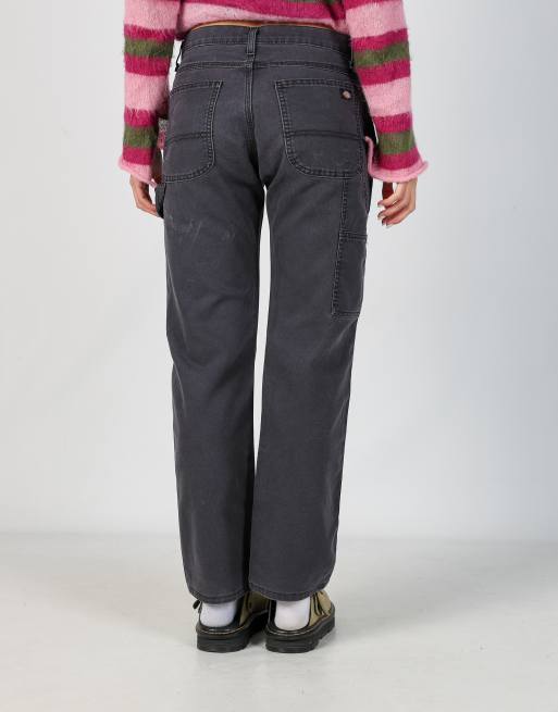 Vintage Dickies 32x30 canvas carpenter jeans in charcoal grey