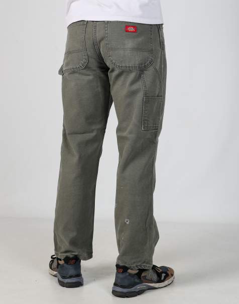 Vintage Dickies 32x30 canvas carpenter jeans in dark green - view 1