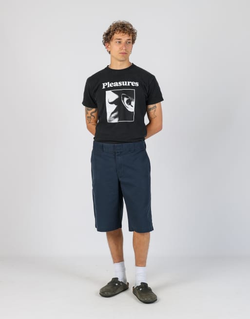 Vintage Dickies 34x20 canvas carpenter baggy shorts in navy blue