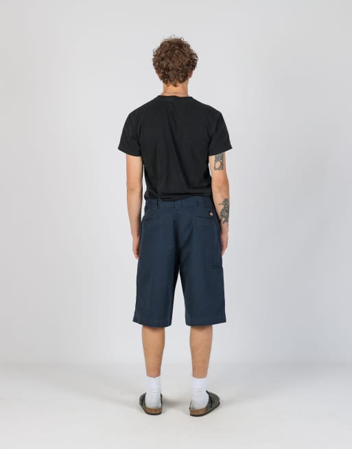 Vintage Dickies 34x20 canvas carpenter baggy shorts in navy blue, 3 of 4