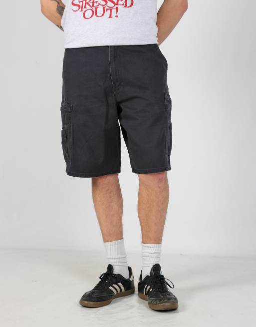 Vintage Dickies 34x21 canvas carpenter baggy shorts in black