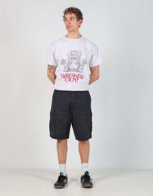 Vintage Dickies 34x21 canvas carpenter baggy shorts in black | ASOS