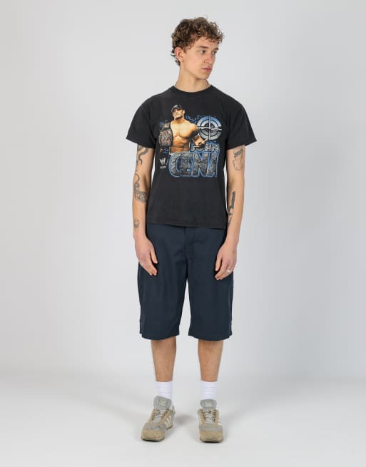 Vintage Dickies 34x24 canvas carpenter baggy shorts in navy blue