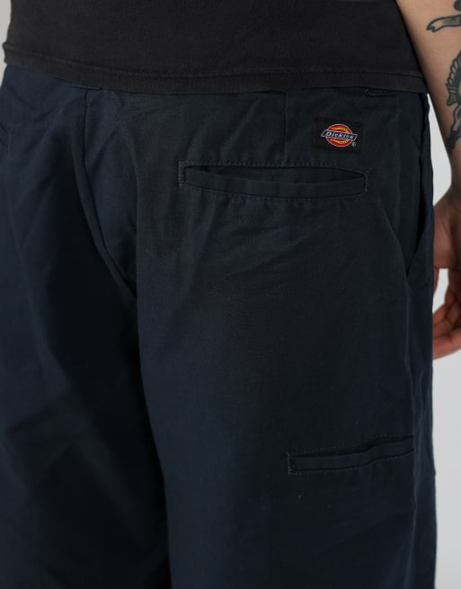 Vintage Dickies 34x24 canvas carpenter baggy shorts in navy blue, 4 of 4