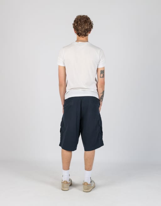 Vintage Dickies 34x27 canvas cargo shorts in navy blue, 3 of 4