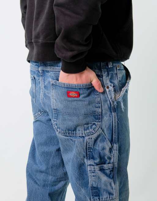 Vintage Dickies 34x30 Denim Carpenter Baggy Jeans Blue