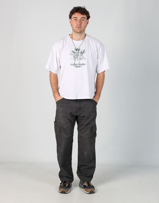 Vintage Dickies 34x32 canvas carpenter jeans in charcoal grey