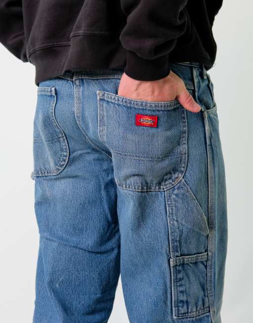 Vintage Dickies 34x34 Denim Carpenter Baggy Jeans Blue